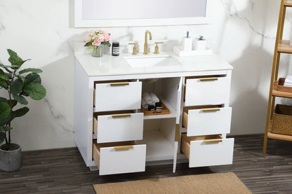 48 inch Single bathroom vanity in white with backsplash