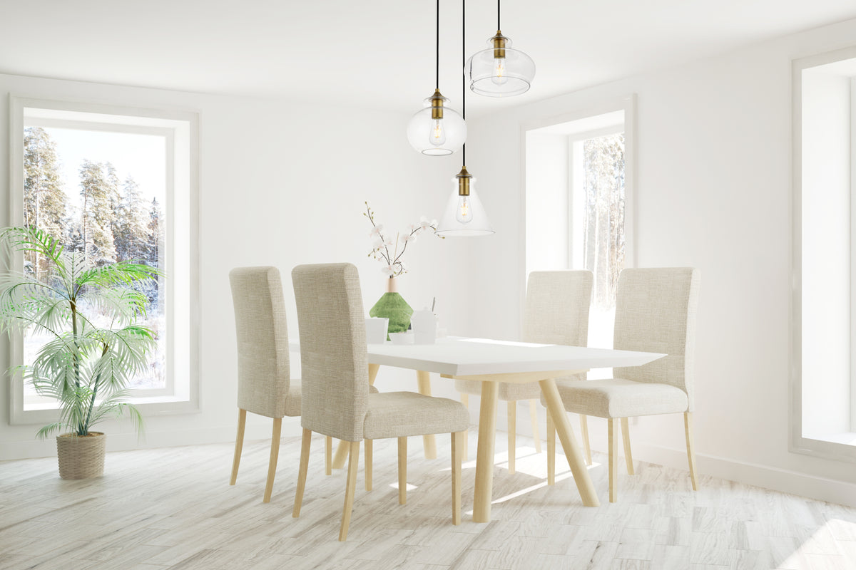 Destry 3 Lights Brass Pendant With Clear Glass