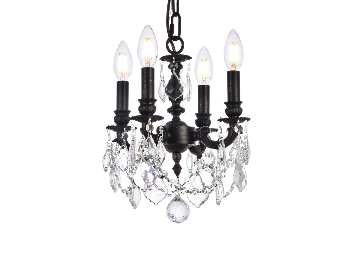 Lillie 4 light Dark Bronze Pendant Clear Royal Cut Crystal
