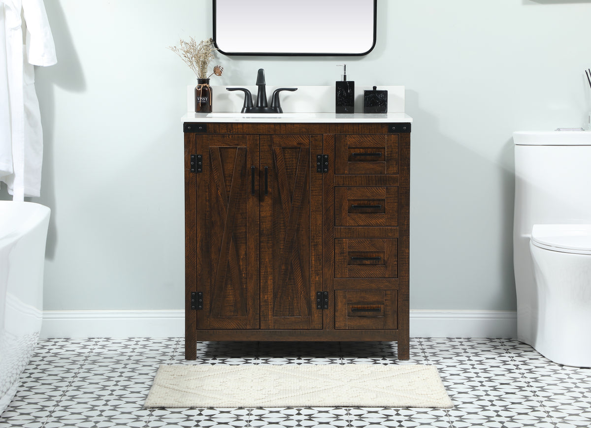 32 inch Single bathroom vanity in expresso with backsplash
