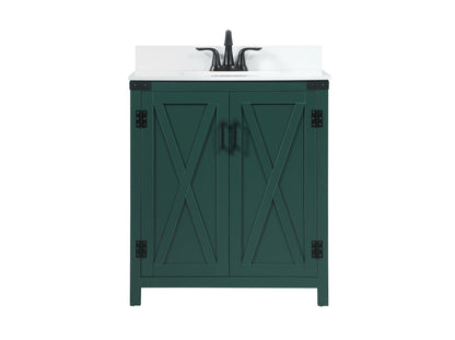 30 inch Single bathroom vanity in green with backsplash