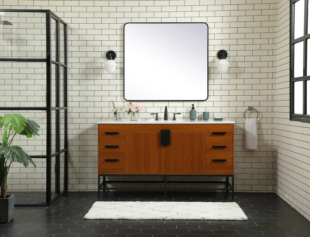 60 inch Single bathroom vanity in teak