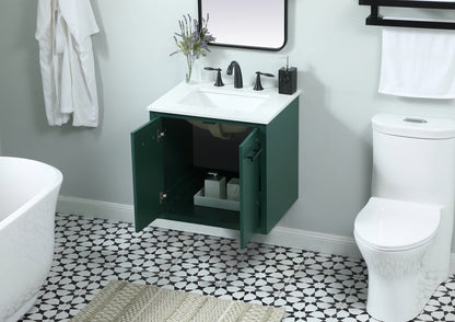 24 inch Single bathroom vanity in green