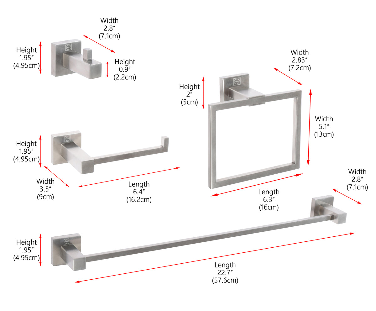 Isla 4-Piece Bathroom Hardware Set in Brushed Nickel