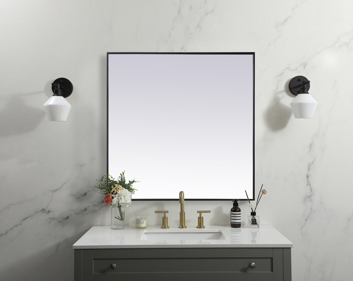 Metal Frame Square Mirror 42 inch in Black