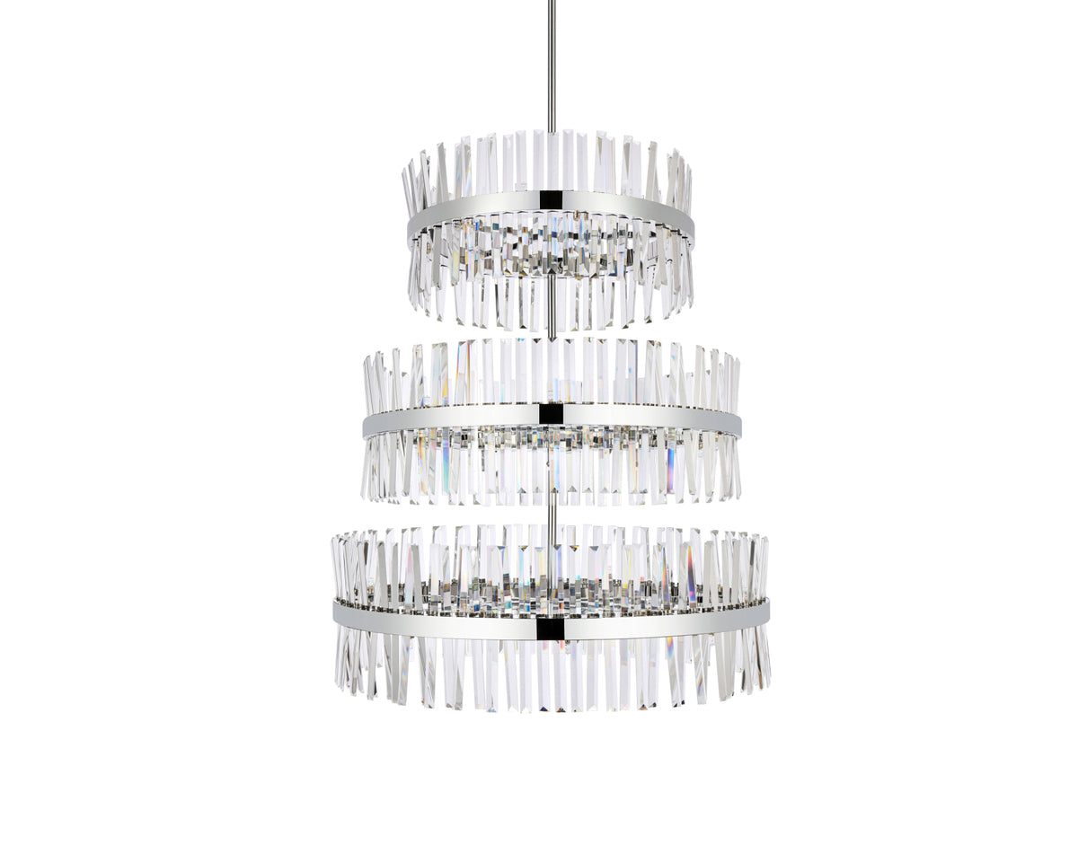 Serephina 36 inch 3 tiers crystal round chandelier light in chrome