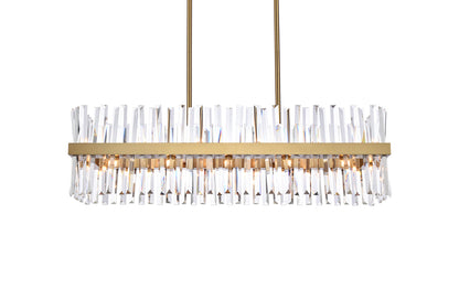 Serephina 42 inch crystal rectangle chandelier light in satin gold