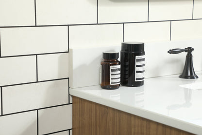 36 inch Single bathroom vanity in walnut brown with backsplash