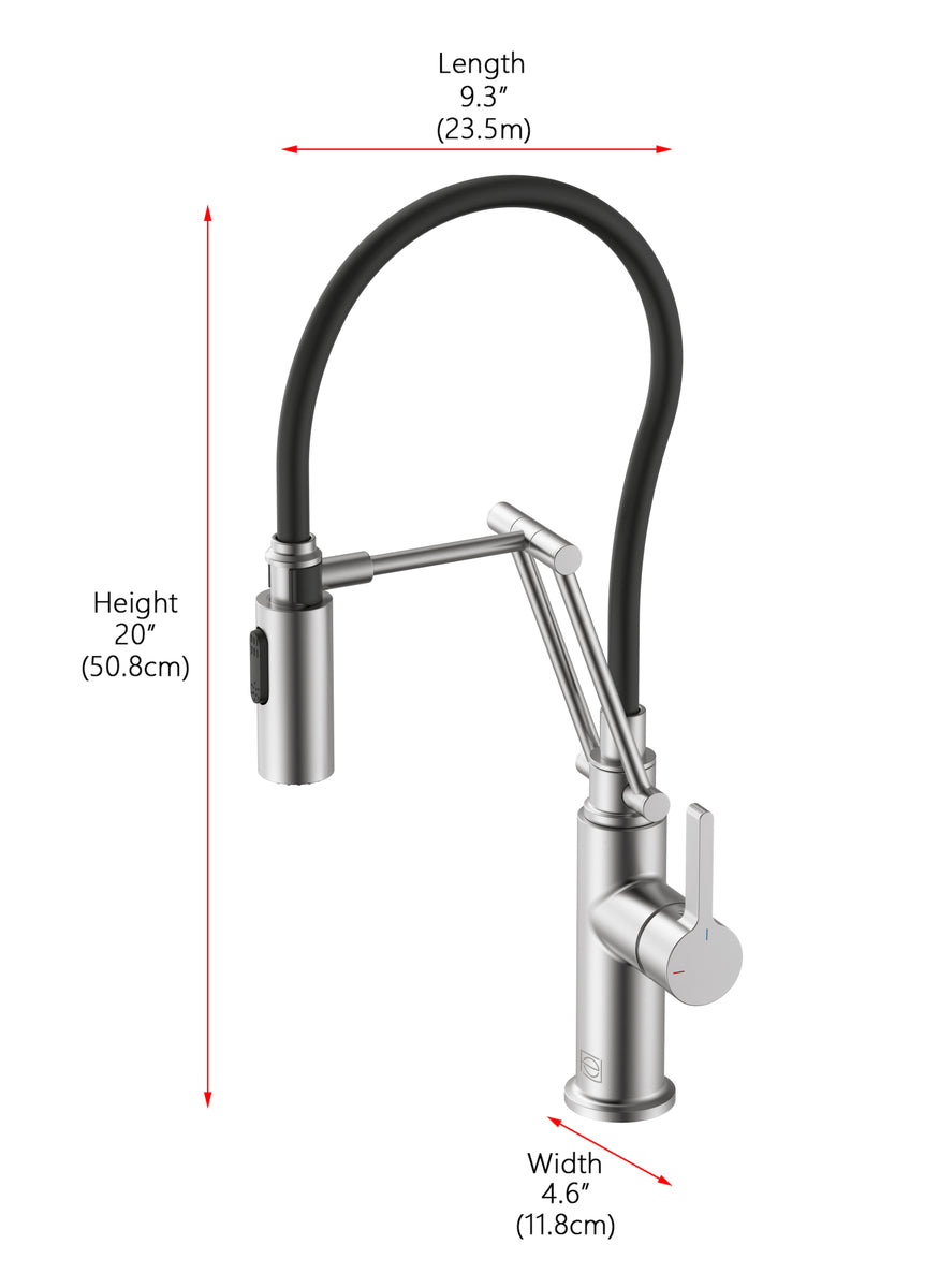 Leonardo Single Handle Pull Down Sprayer Kitchen Faucet in Brushed Nickel