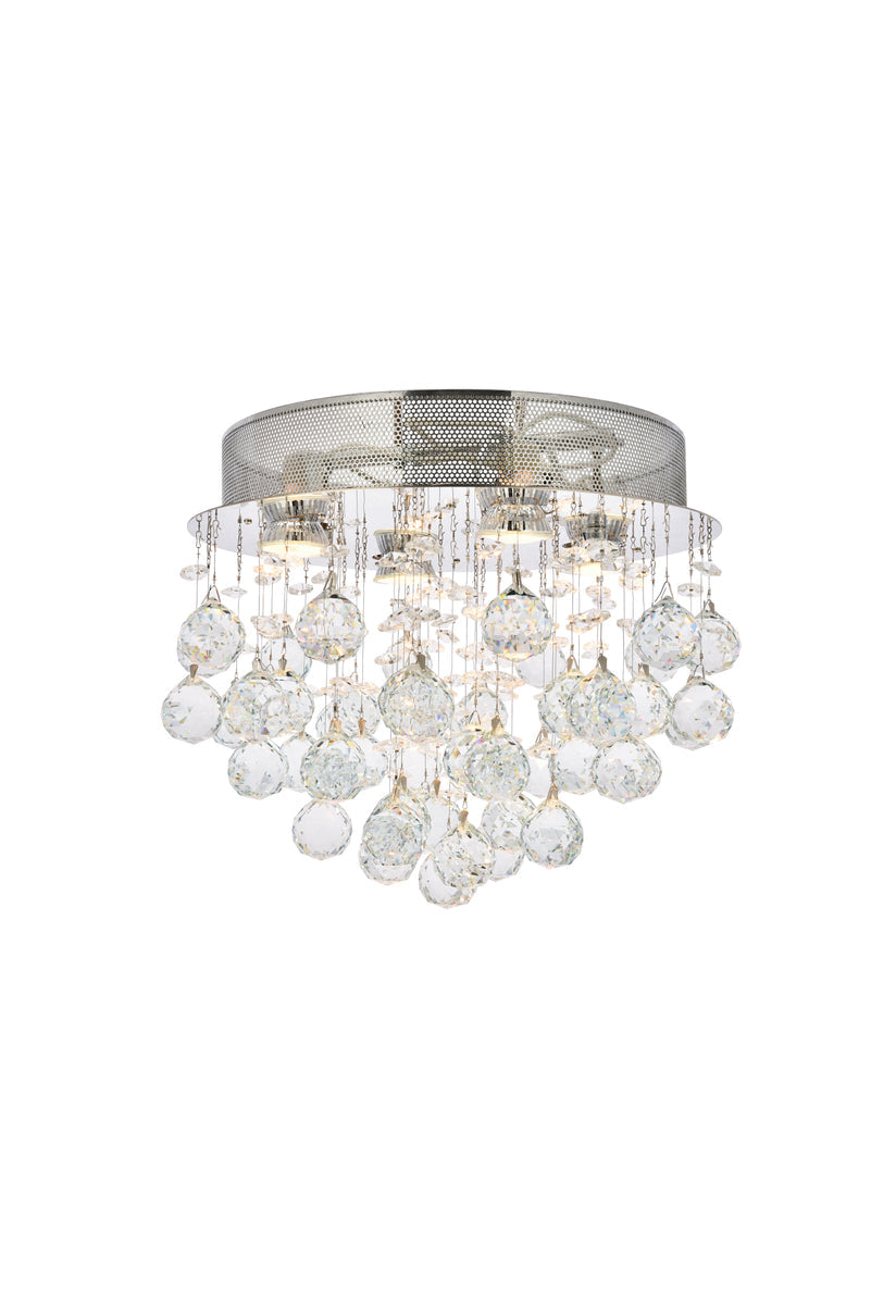 Galaxy 4 light Chrome Flush Mount Clear Royal Cut Crystal