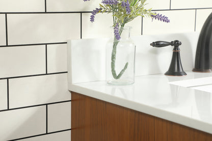 30 inch Single bathroom vanity in teak with backsplash