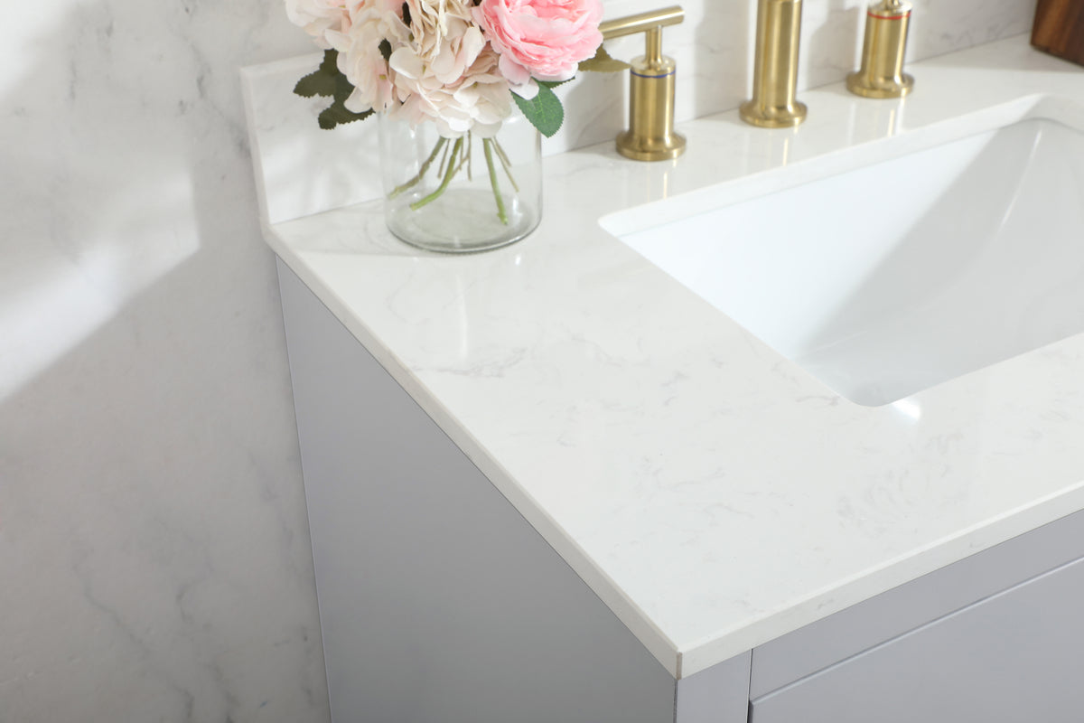 30 inch Single bathroom vanity in grey with backsplash