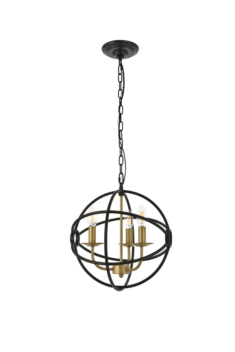 Octavia 3 light Brass and Dark Brown Pendant