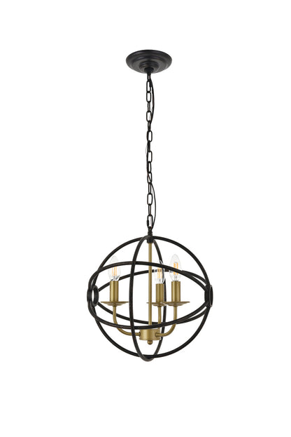 Octavia 3 light Brass and Dark Brown Pendant