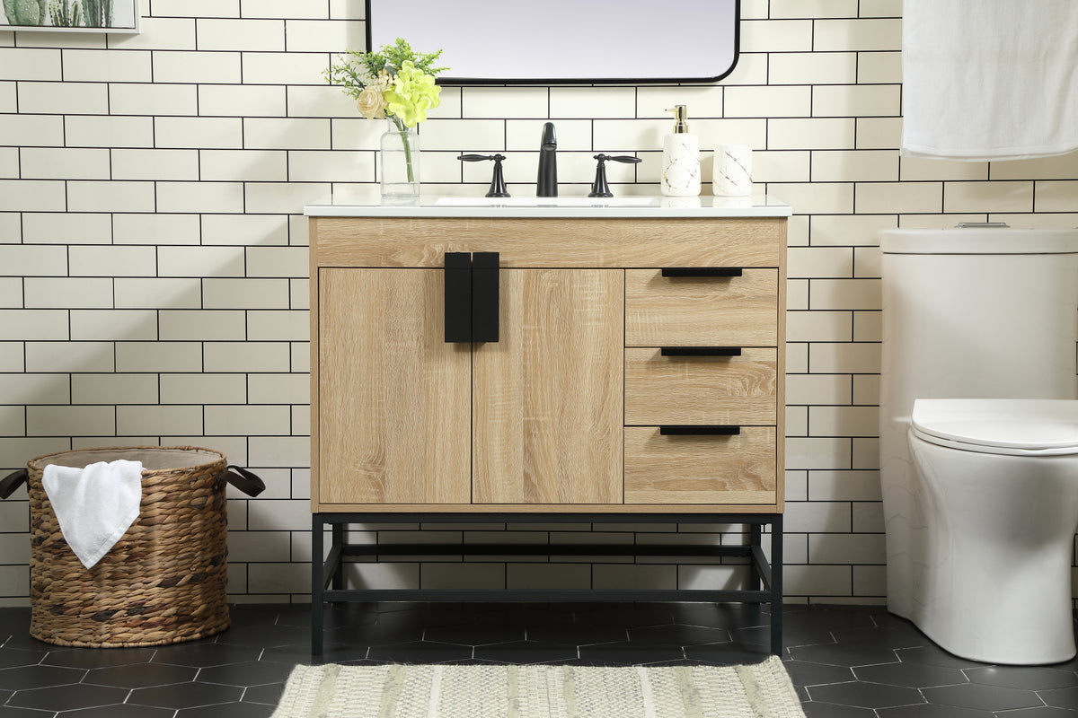 36 inch Single bathroom vanity in mango wood