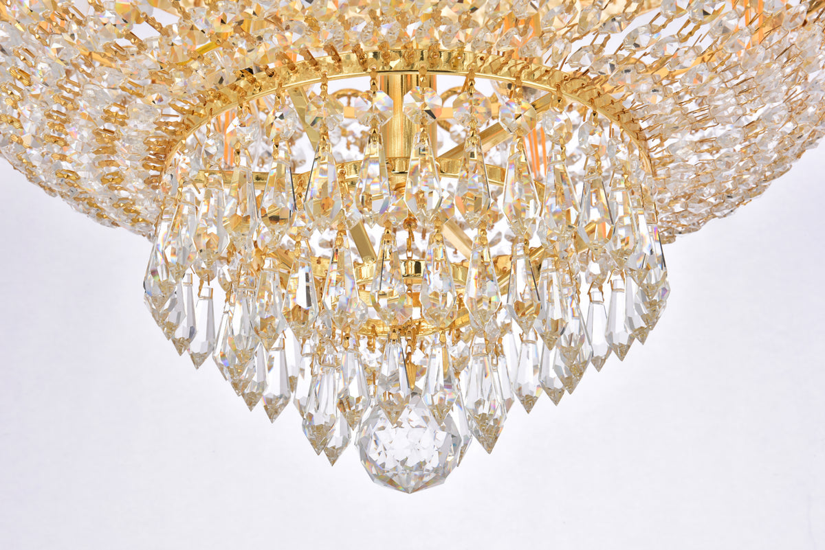 Century 9 light Gold Flush Mount Clear Royal Cut Crystal