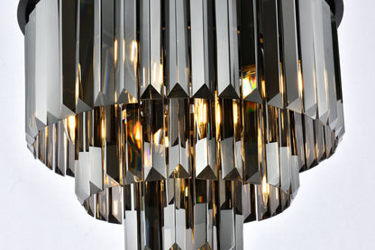 Sydney 9 light Matte Black Flush Mount Silver Shade (Grey) Royal Cut Crystal