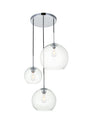 Baxter 3 Lights Chrome Pendant With Clear Glass