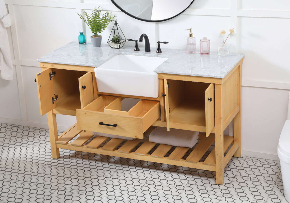 60 inch Single bathroom vanity in natural wood
