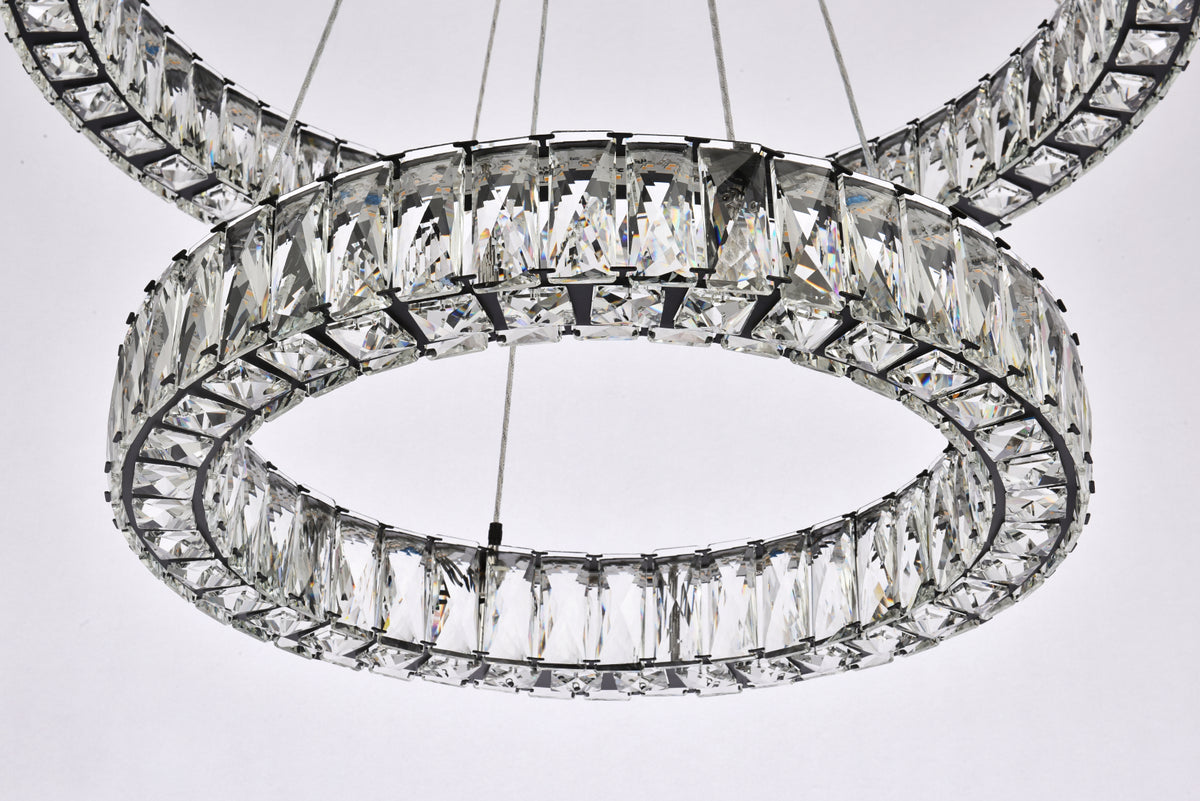 Monroe 28 inch LED double ring chandelier in black