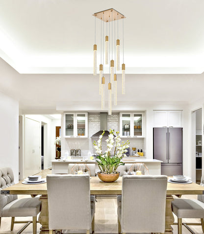 Weston 9 lights pendant in satin gold