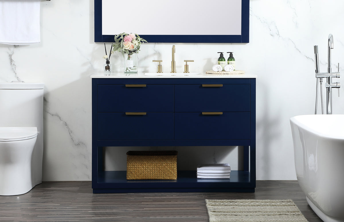 48 inch Single bathroom vanity in blue