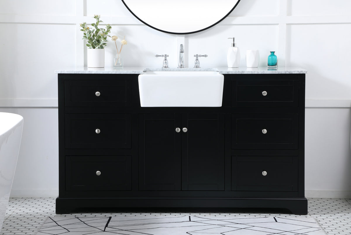 60 inch Single bathroom vanity in black