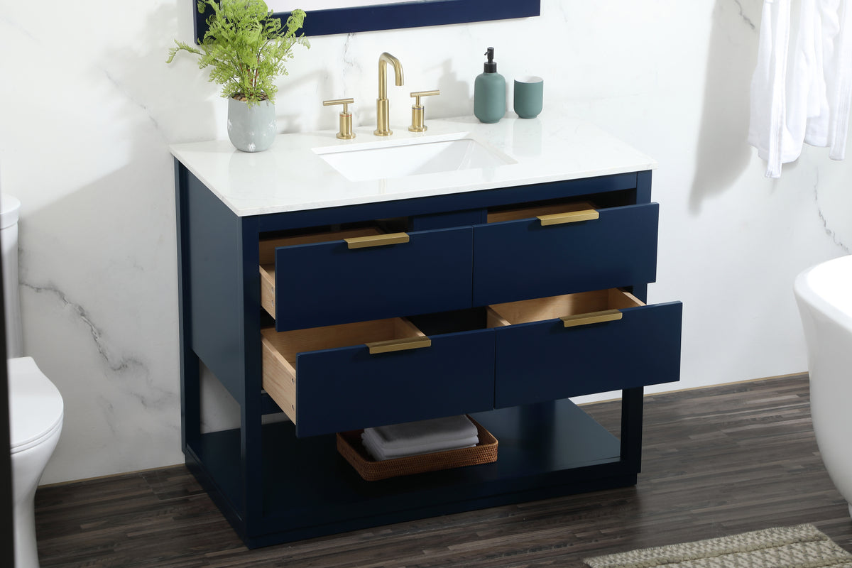 42 inch Single bathroom vanity in blue