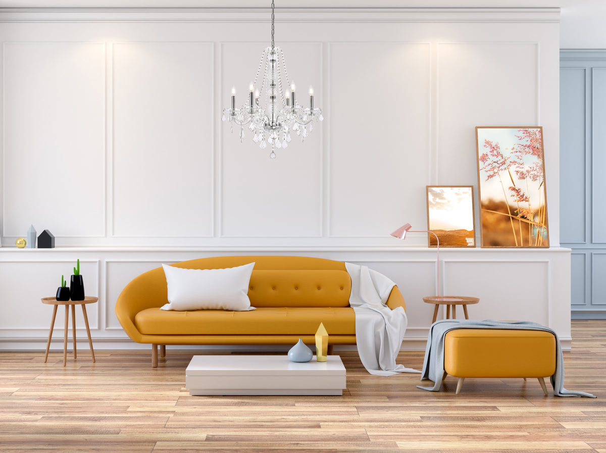 Verona 6 light Chrome Chandelier Clear Royal Cut Crystal