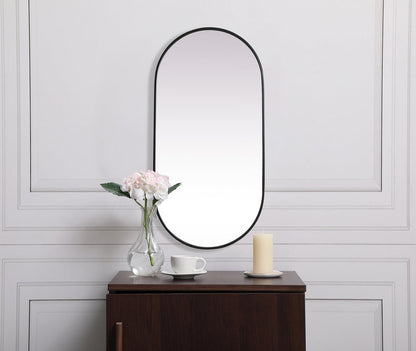 Metal Frame Oval Mirror 24x48 Inch in Black