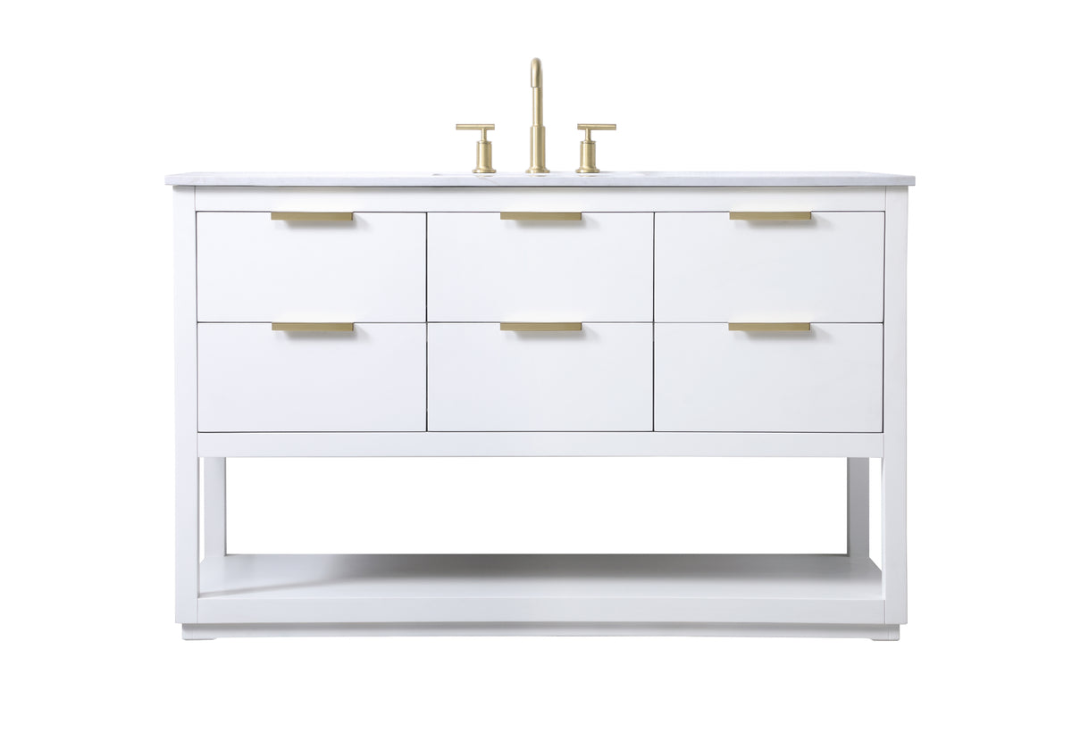 54 Inch SIngle Bathroom Vanity In White