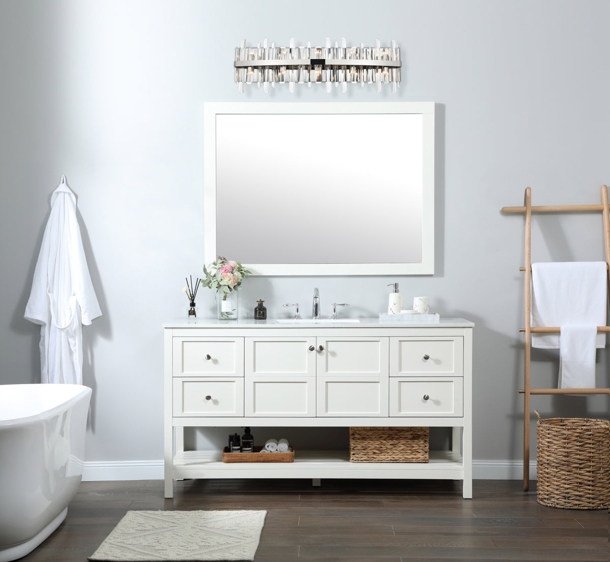 Serena 36 inch crystal bath sconce in chrome