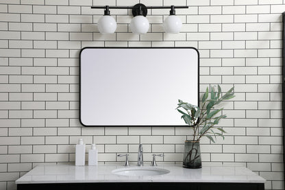 Soft corner metal rectangular mirror 24x36 inch in Black