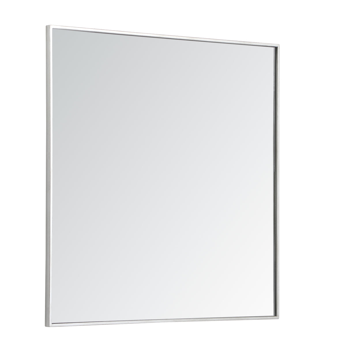 Metal frame square mirror 36 inch in silver