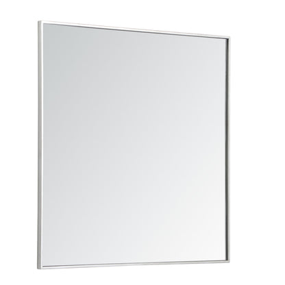 Metal frame square mirror 36 inch in silver