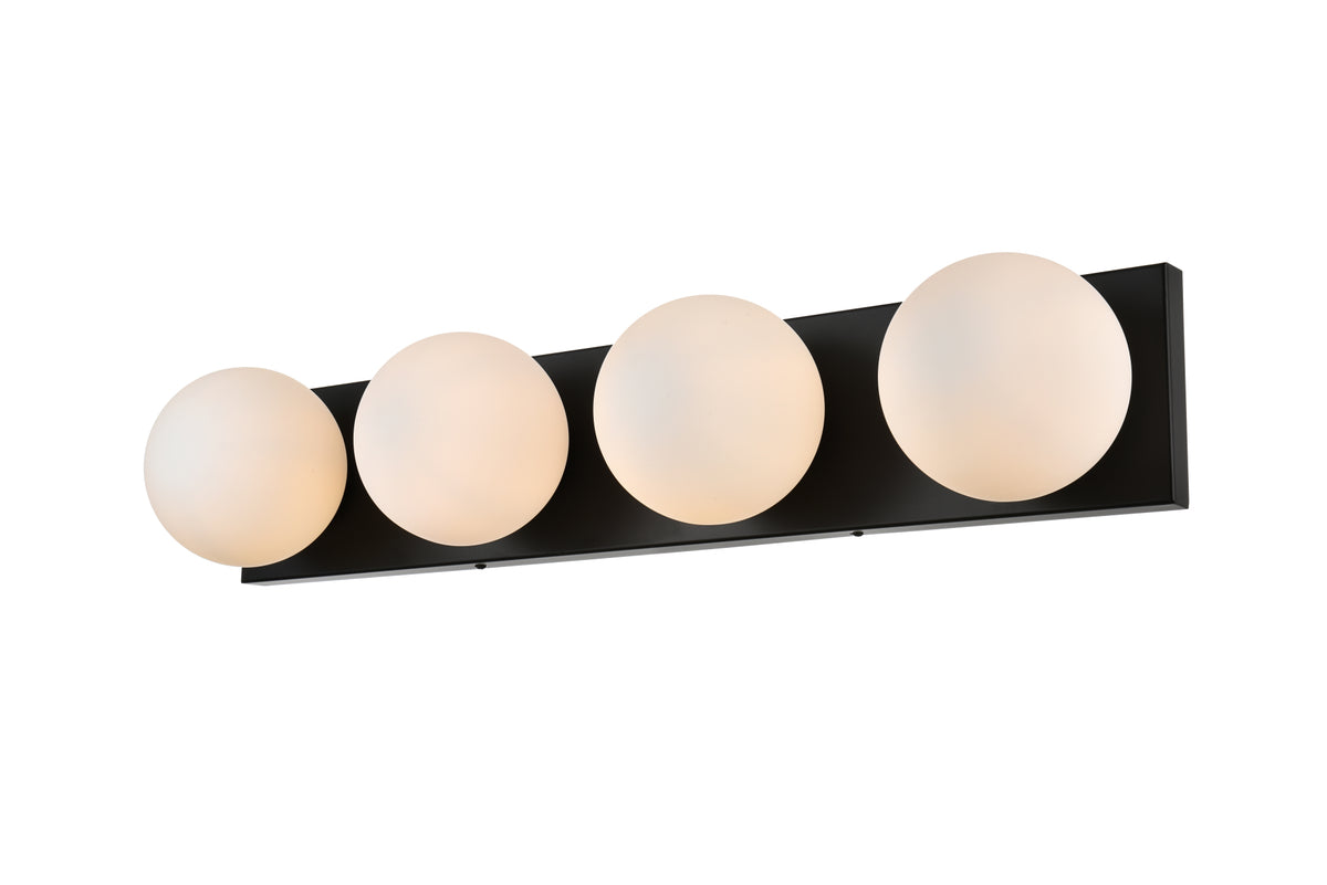 Jaylin 4 light Black and frosted white Bath Sconce