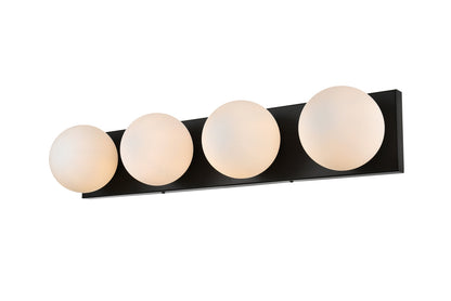 Jaylin 4 light Black and frosted white Bath Sconce