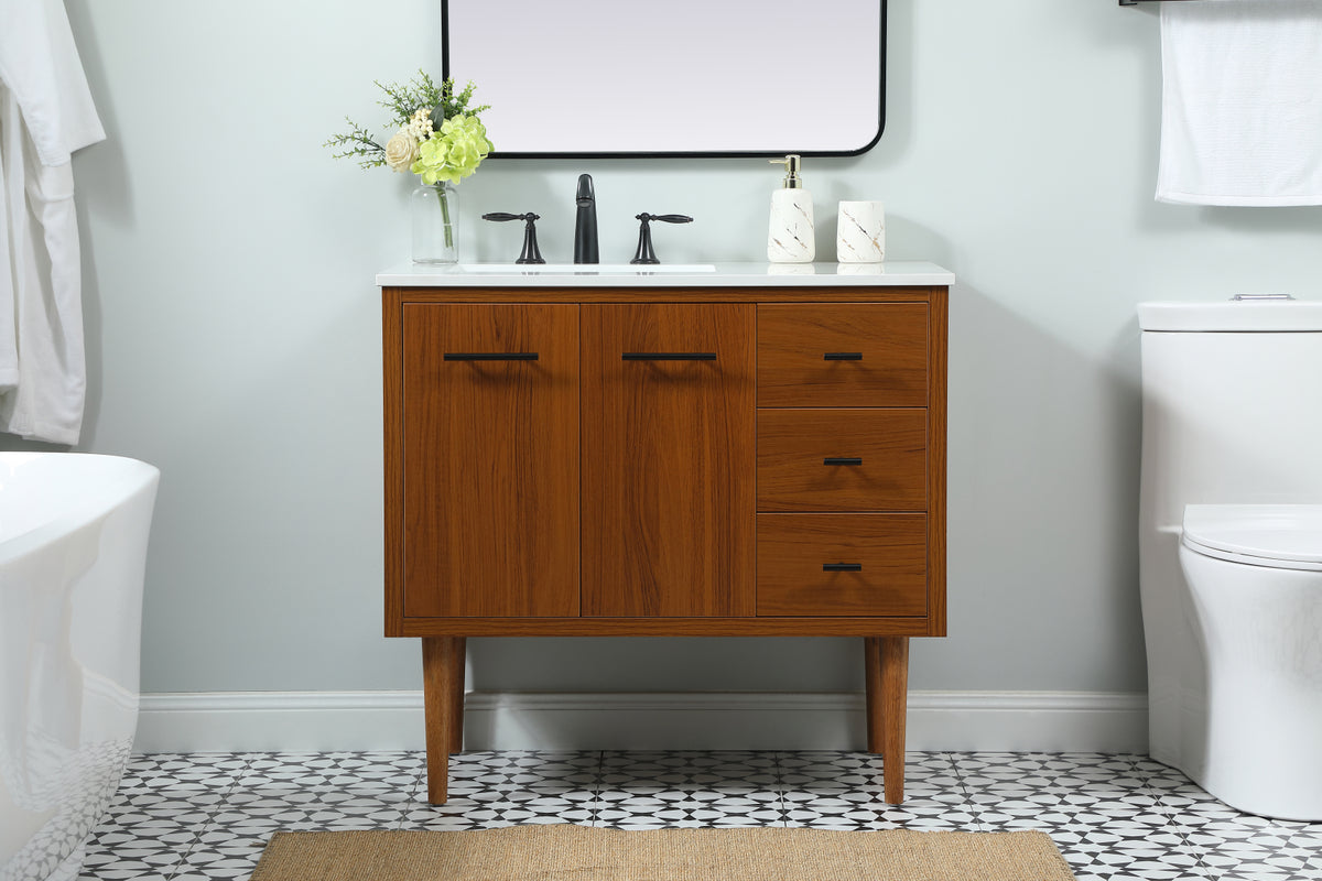 36 inch Single bathroom vanity in teak