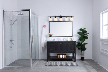 Gene 5 light Black and Frosted white glass Wall sconce