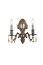 Monarch 2 light Pewter Wall Sconce Golden Teak (Smoky) Royal Cut Crystal