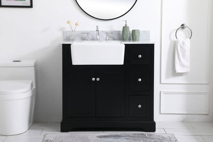 36 inch Single bathroom vanity in black with backsplash