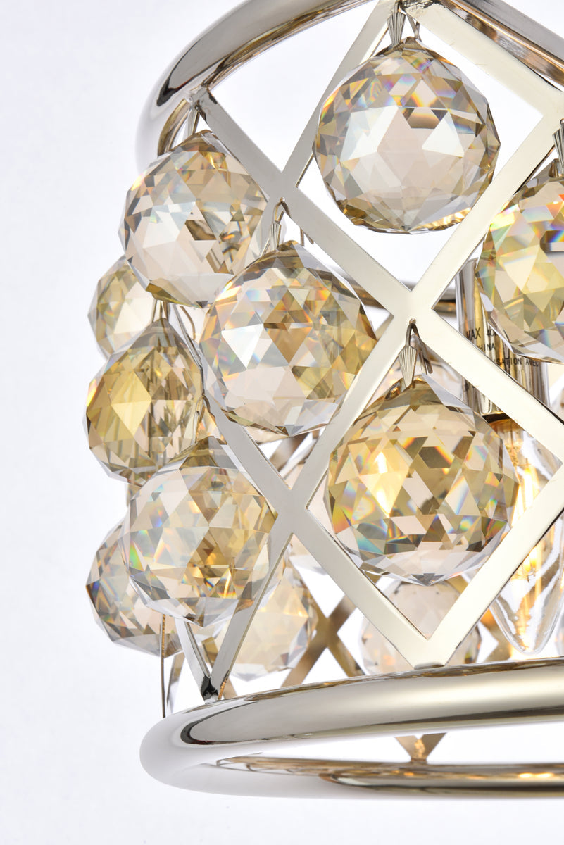 Madison 4 light polished Nickel Pendant Golden Teak (Smoky) Royal Cut Crystal
