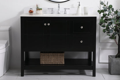 42 inch Single Bathroom Vanity in Black with Backsplash
