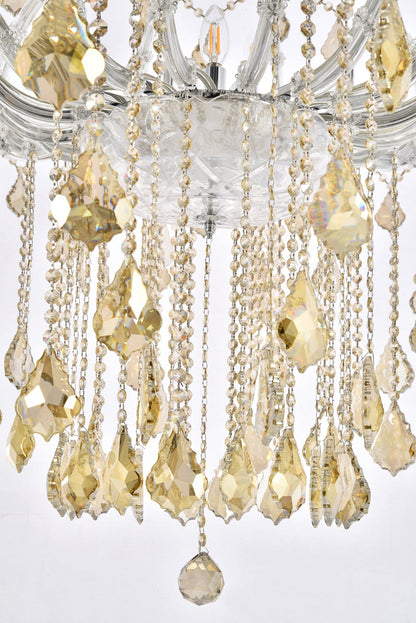 Maria Theresa 49 light Chrome Chandelier Golden Teak (Smoky) Royal Cut Crystal