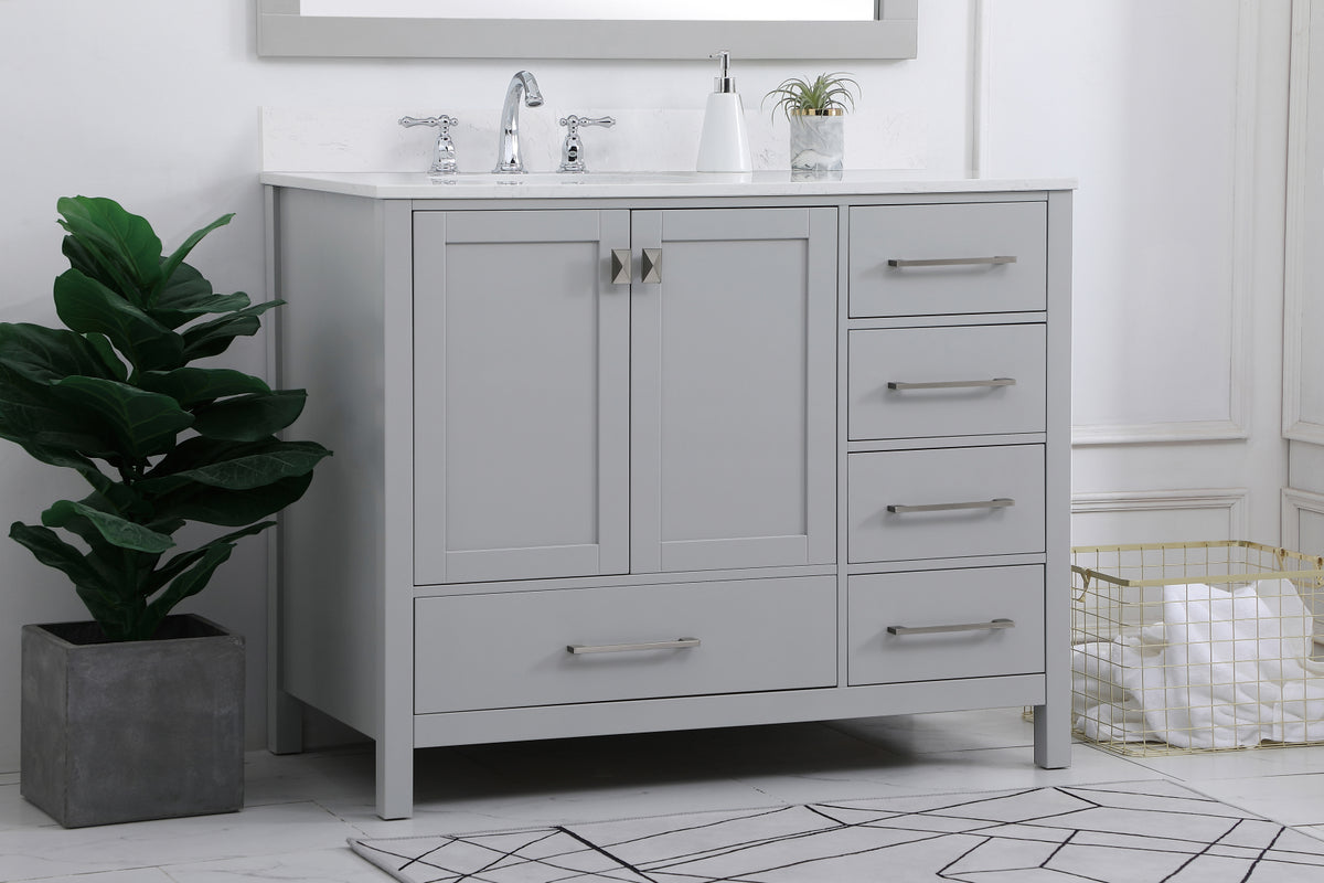 42 inch Single Bathroom Vanity in Gray with Backsplash