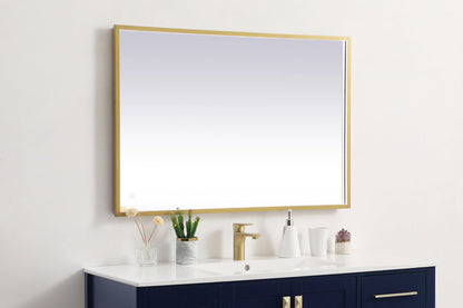 Pier 27x40 inch LED mirror with adjustable color temperature 3000K/4200K/6400K in brass