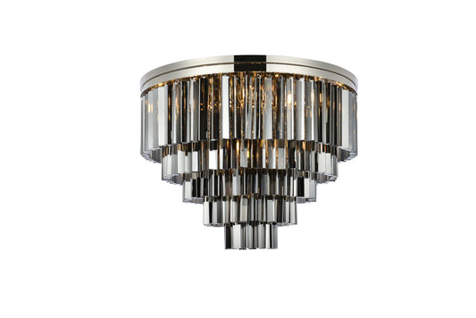 Sydney 17 light polished nickel Flush Mount Silver Shade (Grey) Royal Cut Crystal