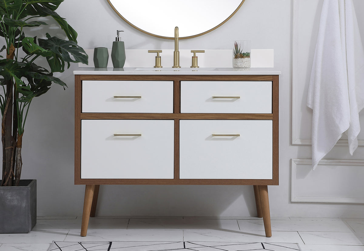 42 inch bathroom Vanity in White with Backsplash