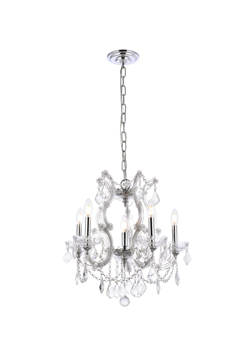 Maria Theresa 6 light Chrome Pendant Clear Royal Cut Crystal