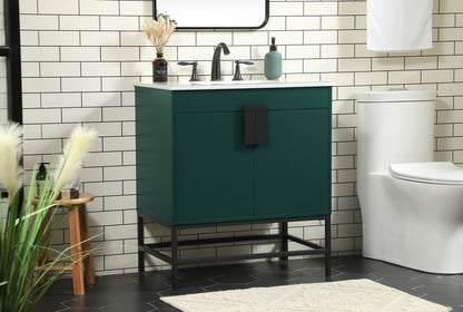 30 inch Single bathroom vanity in green